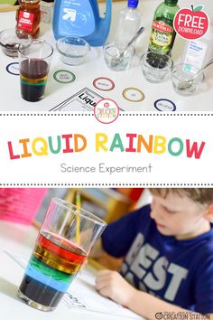 the science experiment for liquid rainbows is an easy and fun way to learn colors