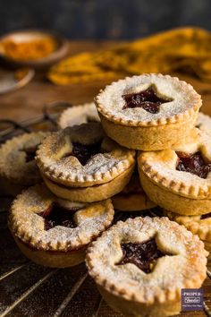 mini mince pies stacked on top of each other with the words easy mince pie recipe