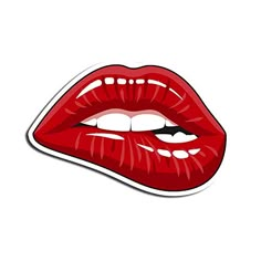 a red lips sticker on a white background