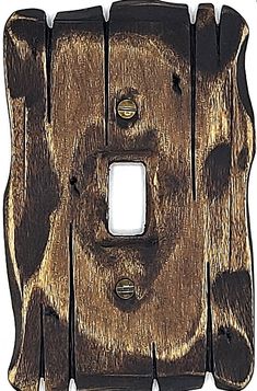 a wooden light switch cover that has been carved into the shape of a bear's head