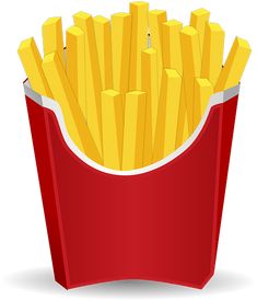 french fries in a red container on a white background