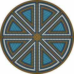 a blue and brown circular design on a white background