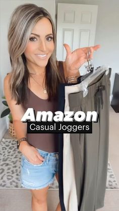 How to style joggers. Jogger pants outfit for women. Casual travel outfit for women. Follow for more athleisure fashion finds. Affiliate shopping link. #athleisure #joggers #traveloutfit Womens Jogger Outfits Casual, Jogger Outfits For Teachers, Womens Gray Joggers Outfit, Athletic Pants Outfit Casual, Casual Sporty Work Outfits, Jogger Mom Outfit, Teacher Outfit Joggers, Lounge Wear Work Outfits, Outfits To Shop In