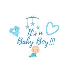 it's a baby boy greeting card with an image of a baby in blue