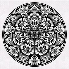 an intricate design in black and white