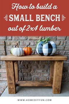 Small bench on front porch Easy Diy Bench Seat, Small Wooden Bench Diy, Simple Bench Diy, Diy Small Bench, Scrap Wood Projects Diy, Wood Crate Diy, Diy Benches, Small Wooden Bench, 2x4 Bench