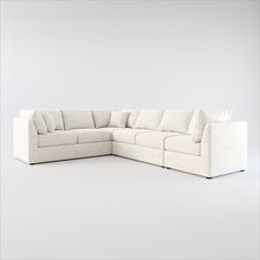 The Nest Collection’s go-big-or-small modular design lets you build it for one—or everyone. The soft, cozy seating and full-out lounge potential is perfect reading, snuggling, sleeping, anything. | Nest Foam Comfort 3-Piece Large Sectional in P.T. Cream | by Value City Furniture Large Sectional, Cozy Seating, American Signature Furniture, Armless Loveseat, Value City Furniture, Corner Chair, Custom Cushions, The Nest, City Furniture