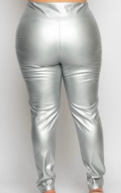 These metallic leggings are stylish and fun. They will add a pop to your wardrobe and are a great look for the holidays. 70% POLYURETHANE 30% POLYESTER. Faux Leather Top, Metallic Leggings, Shiny Clothes, Knit Wrap, Trending Now, Leather Top, Outfit Sets, Blazer Jacket, Cute Outfits