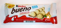 kinder bueno white candy bar with chocolate filling