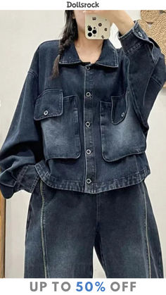 Modern Blue Button Pockets Patchwork Denim Coat Fall Apparel Design Inspiration, Blouse Casual Fashion, Creative Pattern, Mens Fashion Jeans, Patchwork Denim, Beautiful Dress Designs, Modern Blue, Comfortable Room, Classy Casual