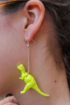 Neon Yellow Dinosaur Earrings Neon Event, Add Women, Yellow Dinosaur, Weird Earrings