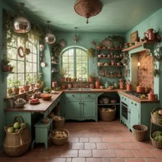 a kitchen filled with lots of pots and pans