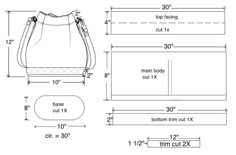 the measurements and measurements for a small handbag, including an inner compartment with two zippered compartments