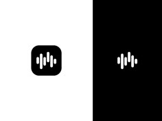 two black and white logos with sound equals on the left and right sides,