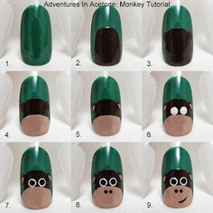 Adventures In Acetone: Tutorial Tuesday: Monkey Nail Art! Funky Nail Art, Nails For Kids