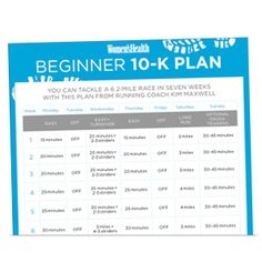 the beginner 10 - k plan is shown in blue and gray, with instructions on how to use it