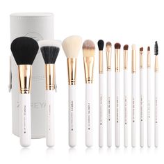 PRICES MAY VARY. 12-Piece Brush Collection - 4 Pcs Basic Big Kabuki Makeup Brushes and 8 Pcs precise makeup brushes. Cover all your needs of all Your Makeup. Each brush is labeled, great for beginners and professionals Vegan & Cruelty-Free Bristles - The bristles are well made of durable synthetic fiber - soft and silky nylon, ensuring long time use. All the makeup brushes are fine and dense, suitable for even the most sensitive skin. With the great holding power of powder, the brushes would be Makeup Brush Case, Travel Makeup Brushes, It Cosmetics Foundation, Eye Brushes Set, Powder Contour, Eyebrow Eyeshadow, Makeup Brush Set Professional, Brush Sets, Make Makeup