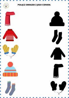 the shadow and silhouettes of children's hats, mittens, gloves and scarves