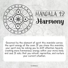 an image of the text that says,'mandala 19 harmony'in black and white