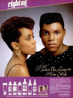 an advertisement for hair products featuring two women