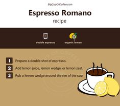 the espresso recipe is shown with lemons