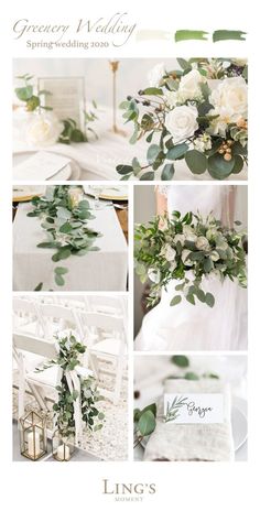 wedding flowers and greenery are featured in this brochure