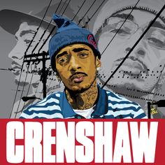 a drawing of a man wearing a blue hat with the words crensshaw on it