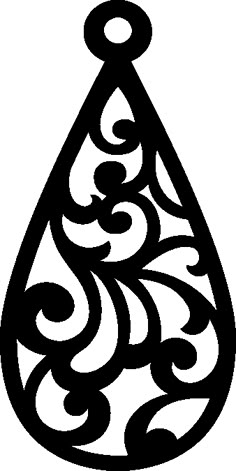 a black and white drawing of a tear shaped object with swirly designs on it