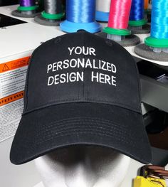 Custom embroidered caps made to order, personalized hat with any text, names, sayings, quotes, company, teams & more (Custom Text Only), FREE SHIPPING. Just choose the font & cap color, along with personalized text desired. If you have a particular thread color desired please specify it in the comments field.   Our personalized hats are custom embroidered, not vinyl printed like many other cheap hats being sold. We have been doing so for years with many positive reviews, many of which have repea Delicate Diamond Necklace, Personalized Hats, Hats Baseball, Custom Caps, Embroidered Cap, Hat Custom, Badass Style, Party Printable, Embroidered Baseball Caps