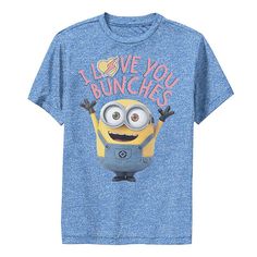 Give your little one's casual wardrobe a fresh touch of style with this Boys 8-20 Despicable Me Minions I Love You Bunches Graphic Tee. Give your little one's casual wardrobe a fresh touch of style with this Boys 8-20 Despicable Me Minions I Love You Bunches Graphic Tee. Crewneck Short sleevesFABRIC & CARE Cotton, polyester Machine wash Imported Size: Medium. Color: Navy. Gender: male. Age Group: kids. Material: Cotton Blend|Cotton. Minion I Love You, Minions Kids, Minion Banana, Despicable Me Minions, Boy Tees, Despicable Me, Fashion Toys, Love T Shirt, Pharmacy Gifts