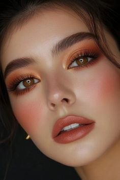 Autumn Aesthetic Makeup, Fall Smokey Eye Makeup, Makeup Fall 2024, Trendy Makeup Looks 2024, Fall Makeup Wedding, Stage Makeup Looks, Cute Fall Makeup Looks, Autumn Makeup Aesthetic, Plus Size Makeup Looks