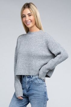 Mock Neck Pullover Sweater -  - Ambiance Apparel - MOD&SOUL China Style, Cozy Pullover, China Fashion, Stay Cozy, Fall Wardrobe, Sheer Fabrics, Print Pattern, Hip Length, Neck Designs