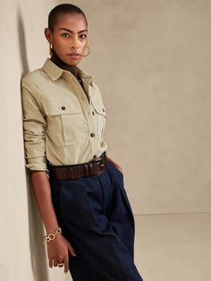 Essential Shirt Jacket | Banana Republic Safari Outfit, Safari Outfits, Jacket Outfit Women, Safari Chic, Essential Shirt, Safari Shirt, Utility Shirt, Safari Style, Banana Republic Women