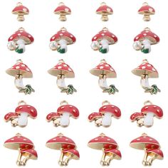 PRICES MAY VARY. Enamel Mushroom Pendants: Add a touch of enchantment to your jewelry and craft projects with these delightful Enamel Mushroom Pendants. Their charming design and vibrant enamel colors make them a perfect addition to any creative endeavor High-Quality Alloy Material: Crafted from premium alloy, these pendants are durable and long-lasting. The alloy material provides a smooth and polished finish, adding a touch of elegance to your handmade accessories Set of 20 Pieces - 4pcs per S Mushroom Pendant, Red Mushroom, Bracelet Shop, Making Accessories, Jewelry Making Charms, Accessories Set, Delicate Jewelry, Jewelry Creation, Diy Earrings