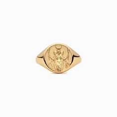 Sizing: Recommended to size up if you are a half-size Handcrafted and hand-polished Hecate Signet Ring Metal: 14k Yellow Gold Vermeil (thick 3 micron coat of 14k yellow gold on a solid sterling silver base) Sizes: Whole sizes 4 to 10 Coin Diameter: 14mm Shank Width: 2.5mm Goddess Bracelet, Forever Gifts, Goddess Necklace, Meaningful Jewelry, Best Birthday Gifts, Gifts For Your Girlfriend, Ring Metal, Greek Goddess, Ring Size Guide