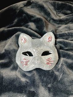 Really fun masquerade face mask. Looks great on and fits well. You're able to see pretty well, some masks sit on the eyes funny but this one is comfortable (not sure how lashes would affect it though).  -Rush orders are additional $15 -Custom masks are upwards of additional $25 or more depending on requests. Bedazzled Mask, Cat Masquerade Mask, Custom Masks, Disco Mirror, Costume Masks, Pink Diamonds, Costume Mask, Masquerade Mask, Pink Diamond