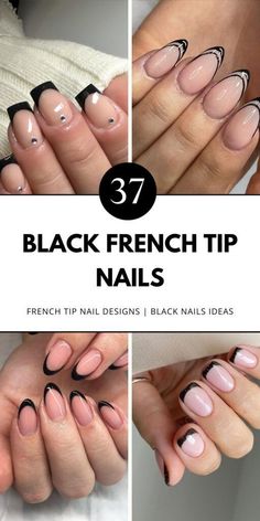 Opt for short, matte black French tips for a modern, sleek style. Perfect for a bold, sophisticated look!