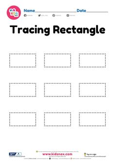 the traceng rectangle worksheet for children to practice their handwriting and numbers