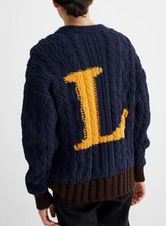 ad eBay - Find many great new & used options and get the best deals for Lanvin Navy & Brown Contrast Edges Mohair Cashmere Cardigan Sweater Size Large at the best online prices at eBay! Free shipping for many products! Neo Preppy, Lanvin Menswear, Elegant Cardigan, College Sweater, Cashmere Sweater Men, Refined Fashion, Retro Sweater, Modern Feminine, Preppy Look