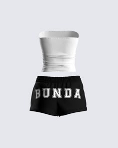 No one ever said a simple and cozy look can't be a whole moment 😏 Lay back, and relax in this 2 piece set featuring a white jersey tube top and a pair of black shorts. The comfort and "BUNDA" graphic really are what make this fit 💅 Tube Top And Shorts, Trendy Outfits Edgy, Tube Top Outfits, Black White Outfit, Cute Lazy Day Outfits, Outfit Inspo Casual, Lazy Day Outfits, Cropped Tube Top, White Jersey