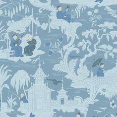 Cole and Son Chinese Toile Blue Wallpaper 100/8038.cs.0 Toile Wallpaper, Cole And Son Wallpaper, Nina Campbell, Chinoiserie Wallpaper, Wallpaper Rolls, Fabric Houses, Wallpaper Calculator, Pierre Frey, Cole And Son