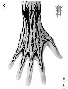 a drawing of a hand with black and white designs on it's palms