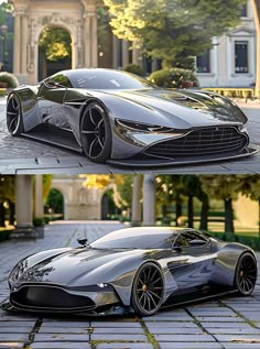 the concept car is shown in three different views