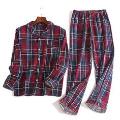 Simple Sleepwear, Male Pajamas, Pajamas For Teens, Casual Pajamas, Pants Male, Pajama Suit, Red Plaid Flannel, Cotton Pajamas, Pajamas Sets