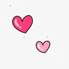 two pink hearts floating in the air on a white background, with bubbles coming from them