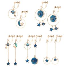 PRICES MAY VARY. Title: SAILIMUE 5Pairs Clip on Earrings Dangle Set for Women Teen Girls Cute Moon and Star Earrings Non Pierced Ear Clip Saturn Earrings. Product Type: Departments > Women > Jewelry > Earrings > Clip-Ons Olive Earrings, Saturn Earrings, Pierced Ear, Moon And Star Earrings, Big Hoop Earrings, Prom Jewelry, Long Dangle Earrings, Moon And Star, Hypoallergenic Earrings