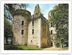 an old castle with trees surrounding it