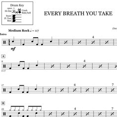 the music sheet for every breath you take