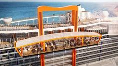 an aerial view of the top deck of a cruise ship