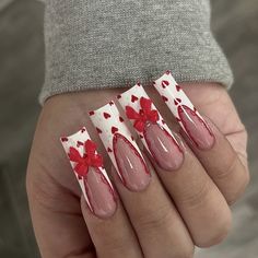 60 Creative Christmas Nail Ideas - Leap With Grace Red And White Square Nails, White Valentines Nails, Holiday Nail Ideas, Red And Gold Nails, Christmas Nail Ideas, Red Christmas Nails, Festive Nail Art, Art 2024, Cute Christmas Nails